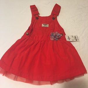 Red dress w/plaid flower